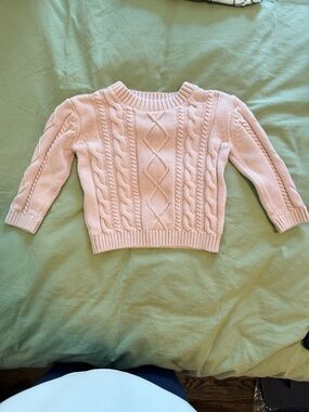 Girls' Cable Knit Pullover Sweater - Pale Pink
